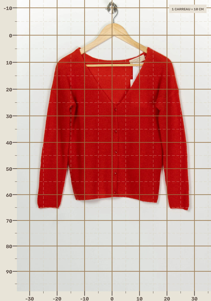Cardigan Rouge - Taille XS/34 de la marque Sézane | PARAD124514 - Vendu par Paradigme - Image 4