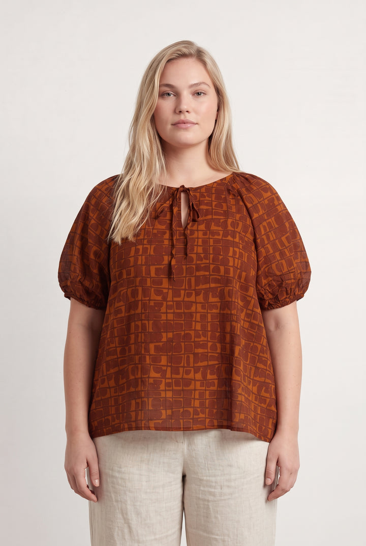 Blouse Marron et Orange - Taille XL/42 de la marque La Fée Maraboutée | PARAD124521 - Vendu par Paradigme - Image 1