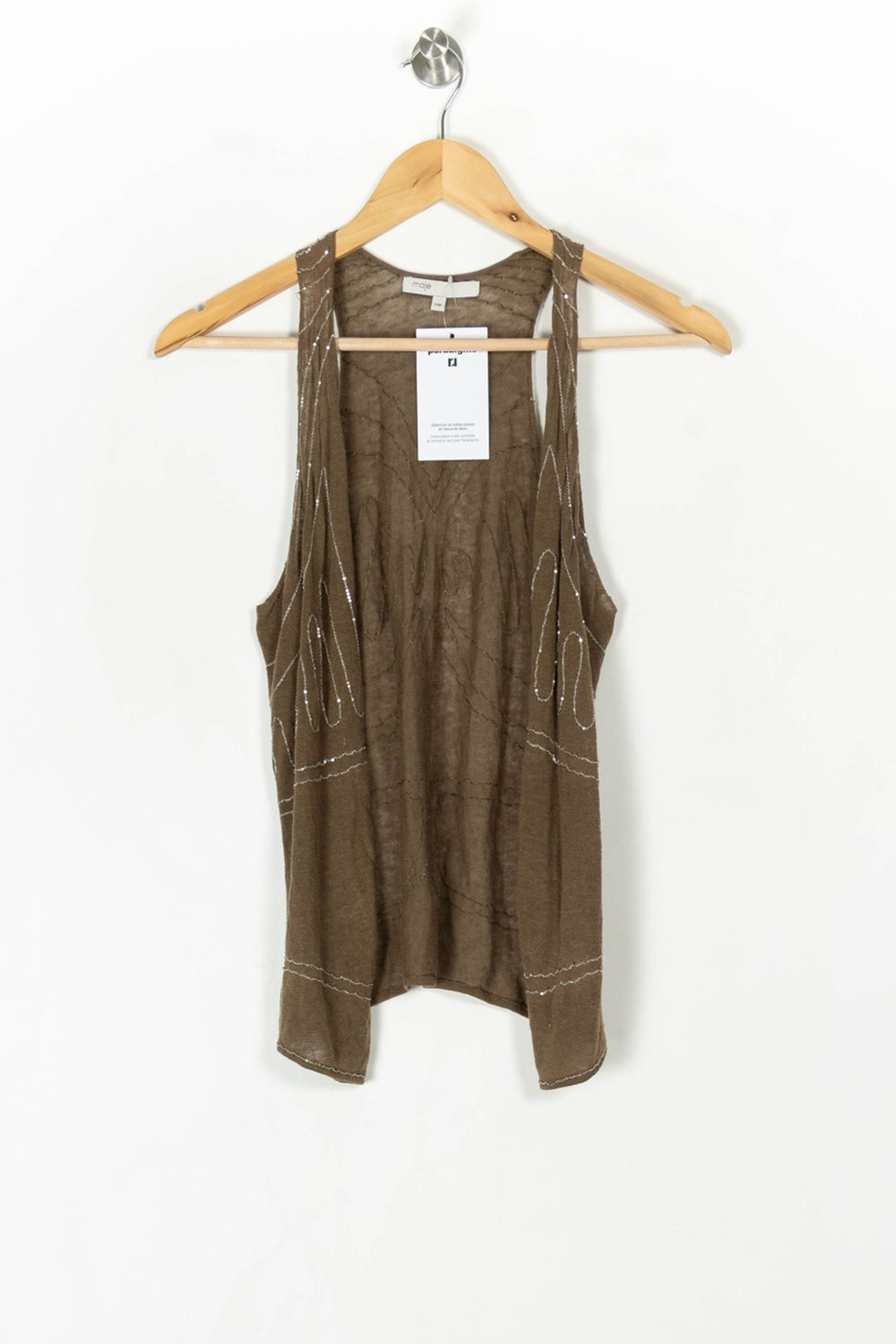 Gilet Sans Manches Marron - Taille S/36 de la marque Maje | PARAD124523 - Vendu par Paradigme - Image 2