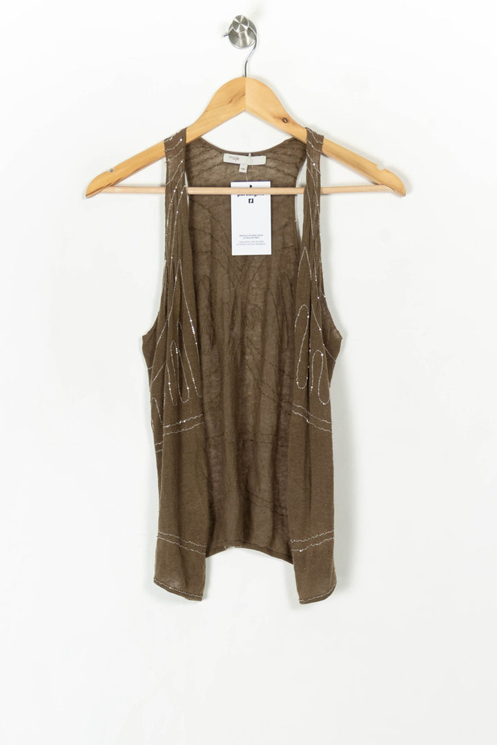 Gilet Sans Manches Marron - Taille S/36 de la marque Maje | PARAD124523 - Vendu par Paradigme - Image 2