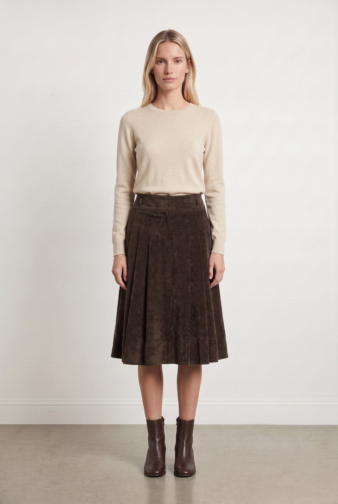 Jupe Plissée Marron - Taille M/38 de la marque Caroll | PARAD124588 - Vendu par Paradigme - Image 1