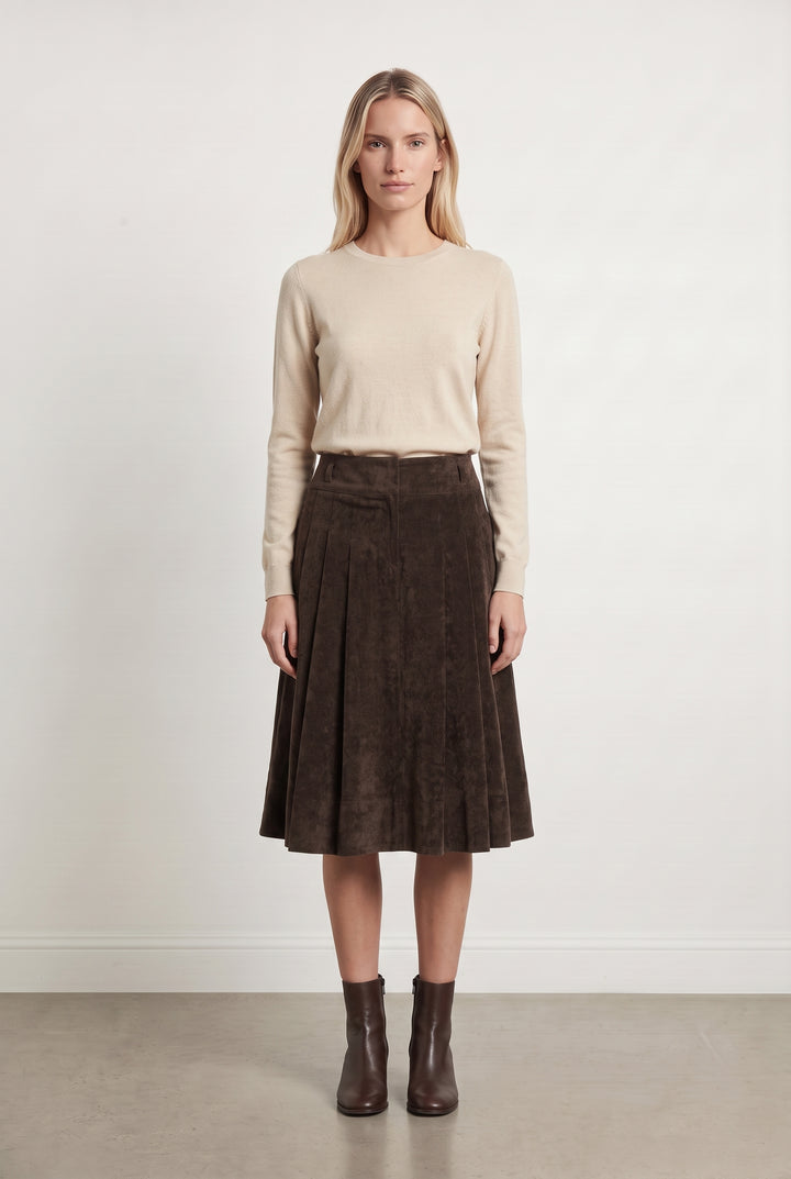 Jupe Plissée Marron - Taille M/38 de la marque Caroll | PARAD124588 - Vendu par Paradigme - Image 1