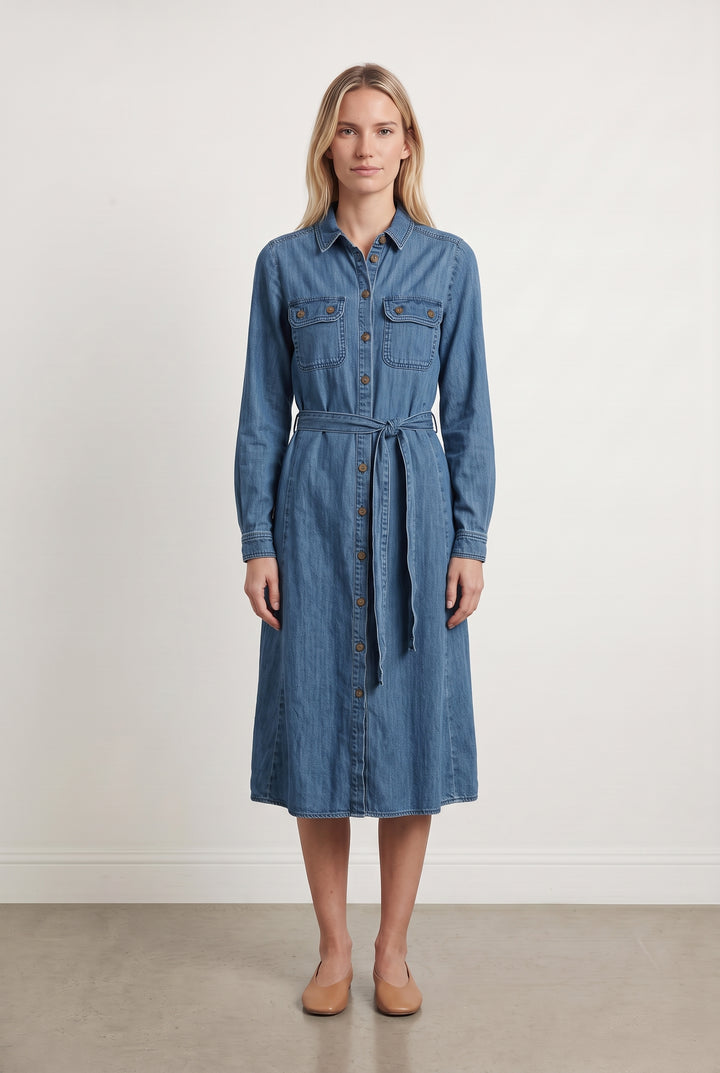 Robe Chemise En Jean Bleue - Taille M/38 de la marque Sézane | PARAD124593 - Vendu par Paradigme - Image 1