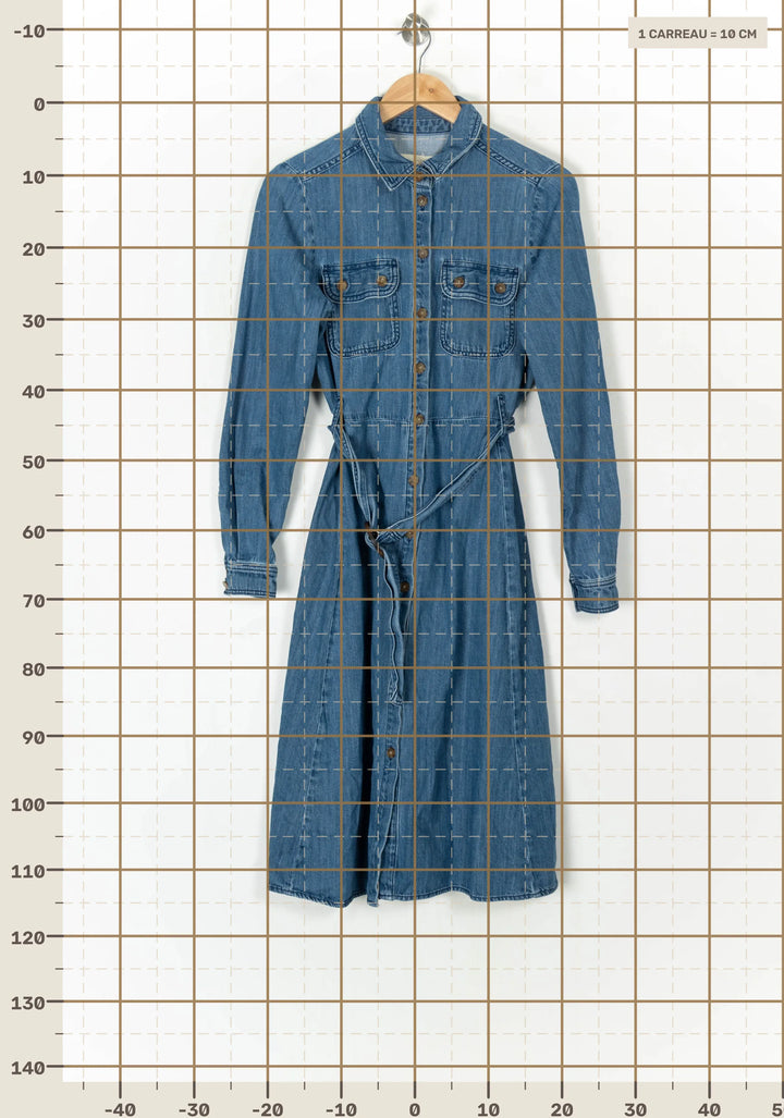 Robe Chemise En Jean Bleue - Taille M/38 de la marque Sézane | PARAD124593 - Vendu par Paradigme - Image 4