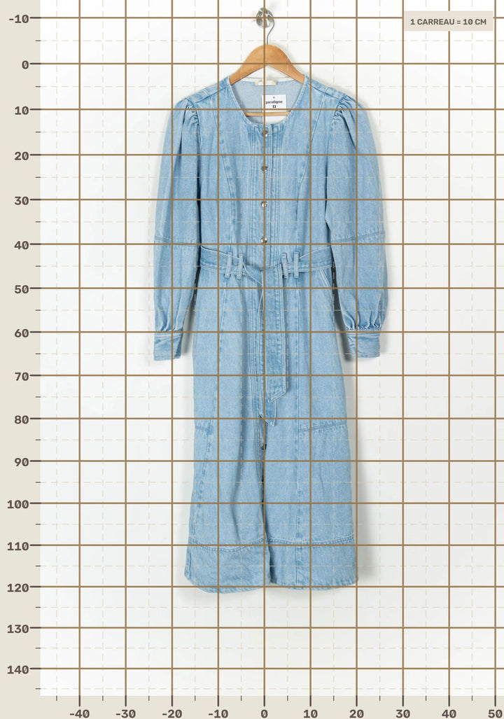 Robe Longue En Jean Bleue - Taille M/38 de la marque Sézane | PARAD124594 - Vendu par Paradigme - Image 4