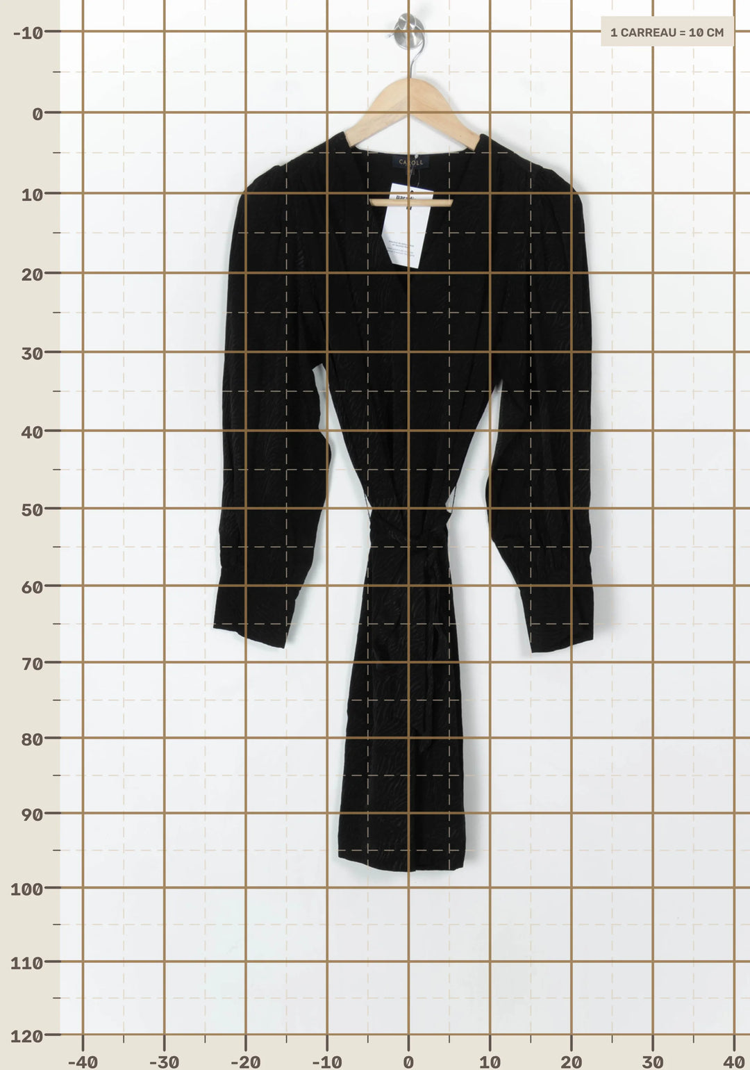 Robe Portefeuille Noire - Taille M/38 de la marque Caroll | PARAD124599 - Vendu par Paradigme - Image 4