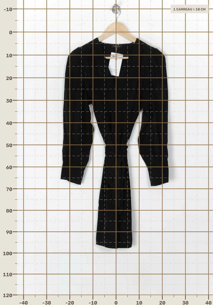 Robe Portefeuille Noire - Taille M/38 de la marque Caroll | PARAD124599 - Vendu par Paradigme - Image 4