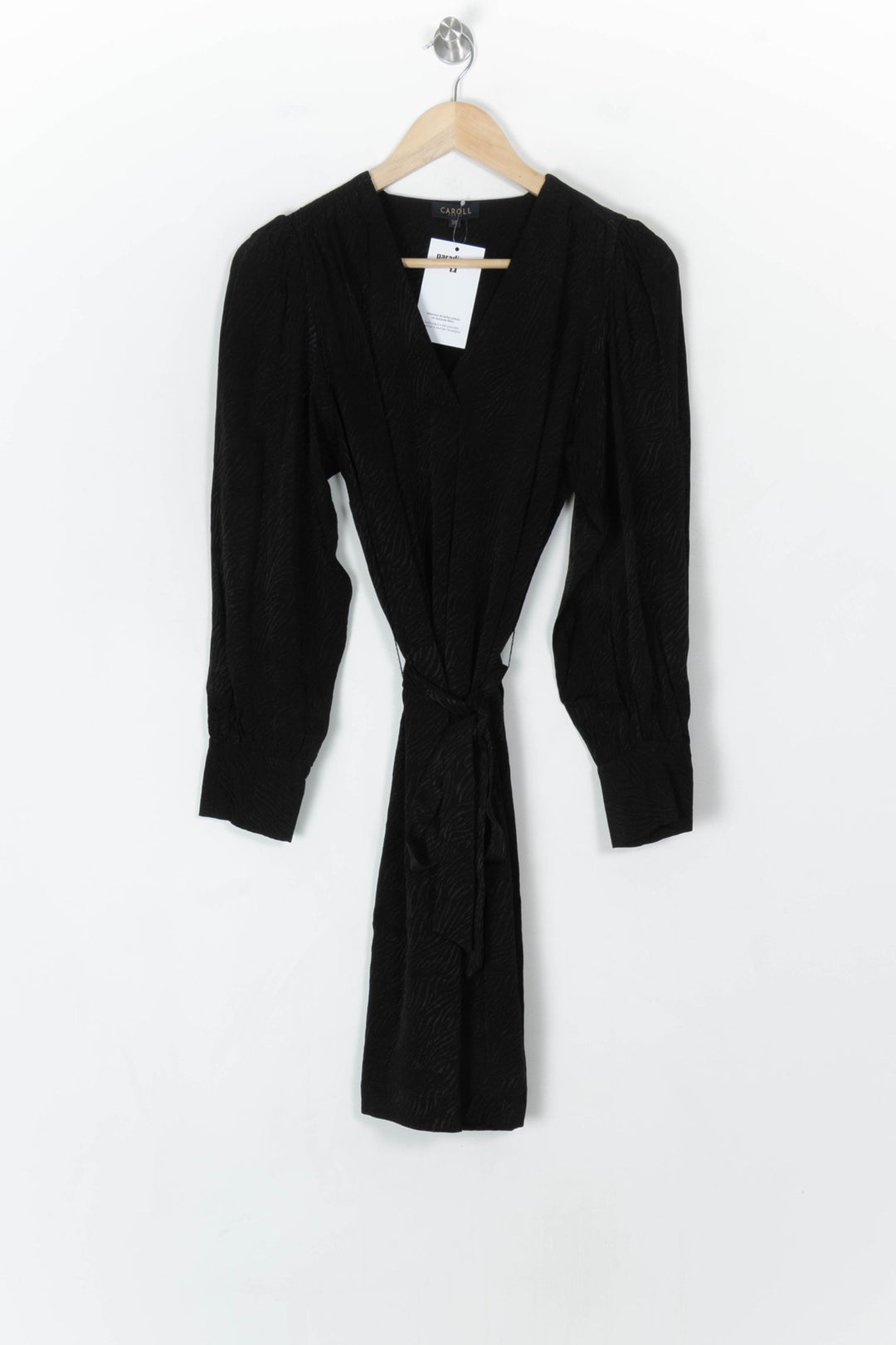 Robe Portefeuille Noire - Taille M/38 de la marque Caroll | PARAD124599 - Vendu par Paradigme - Image 2
