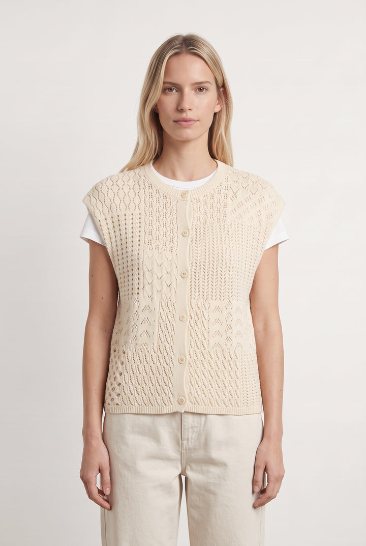 Gilet Sans Manches Beige - Taille S/36 de la marque Sud express | PARAD124601 - Vendu par Paradigme - Image 1