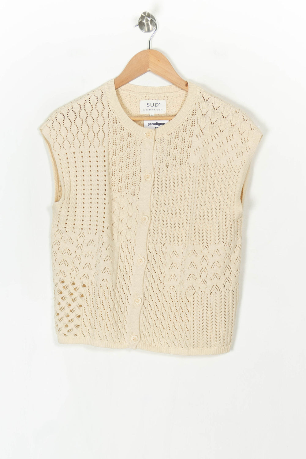 Gilet Sans Manches Beige - Taille S/36 de la marque Sud express | PARAD124601 - Vendu par Paradigme - Image 2