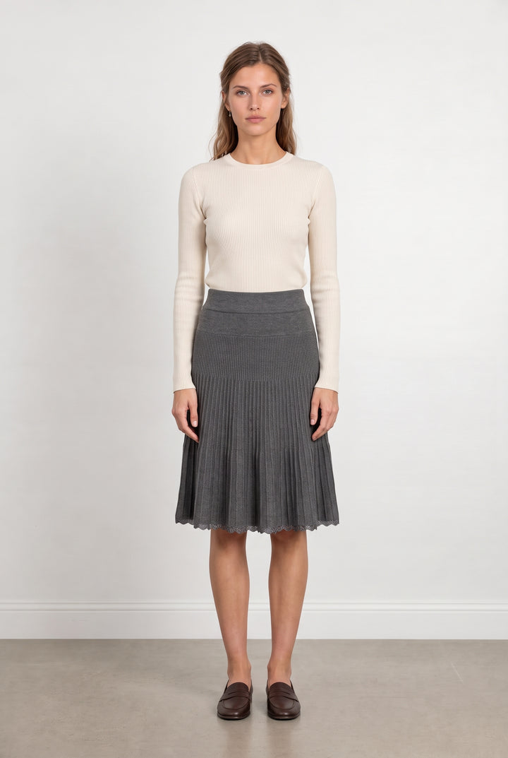Jupe Plissée Grise - Taille S/36 de la marque Derhy | PARAD124614 - Vendu par Paradigme - Image 1