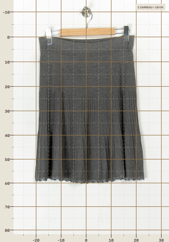 Jupe Plissée Grise - Taille S/36 de la marque Derhy | PARAD124614 - Vendu par Paradigme - Image 4