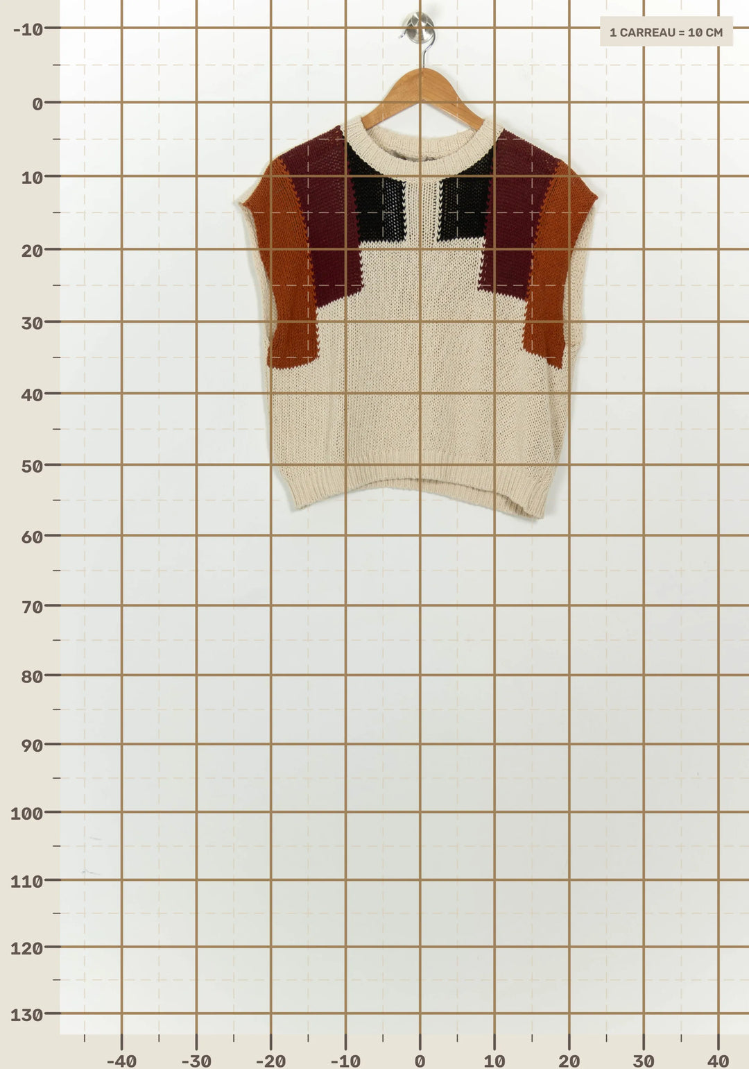 Pull Sans Manches Beige et Bordeaux - Taille S/36 de la marque La Fée Maraboutée | PARAD124652 - Vendu par Paradigme - Image 4