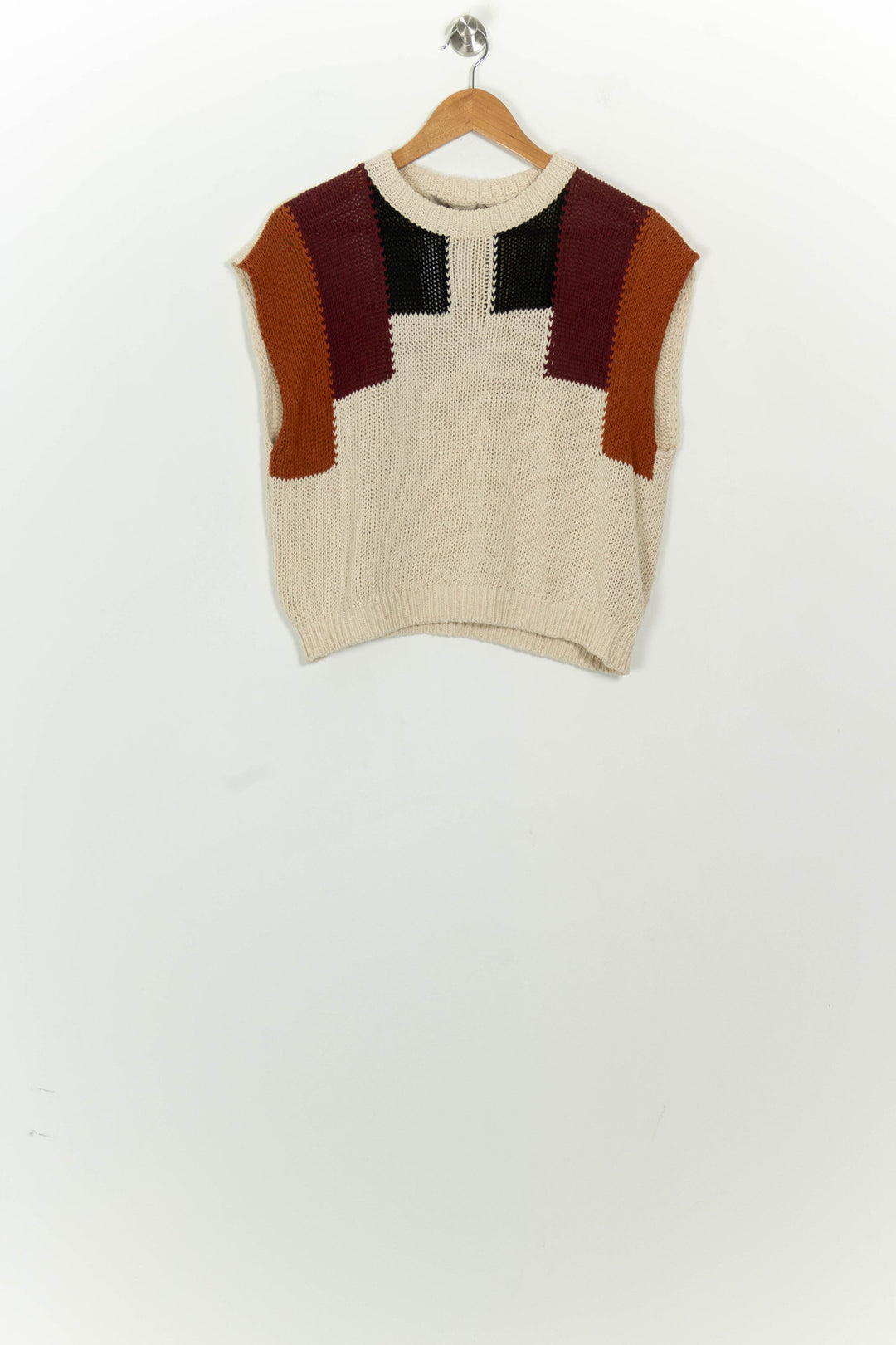 Pull Sans Manches Beige et Bordeaux - Taille S/36 de la marque La Fée Maraboutée | PARAD124652 - Vendu par Paradigme - Image 2