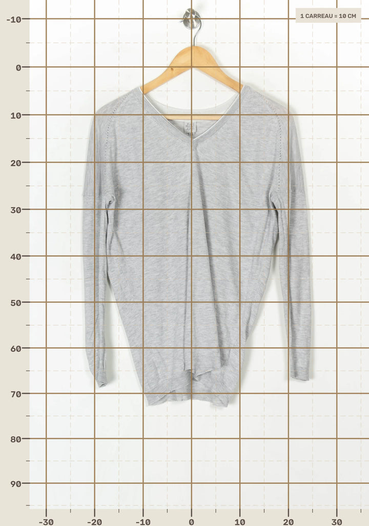Pull Gris à Col V - Taille S/36 de la marque Karl Marc John | PARAD124669 - Vendu par Paradigme - Image 4