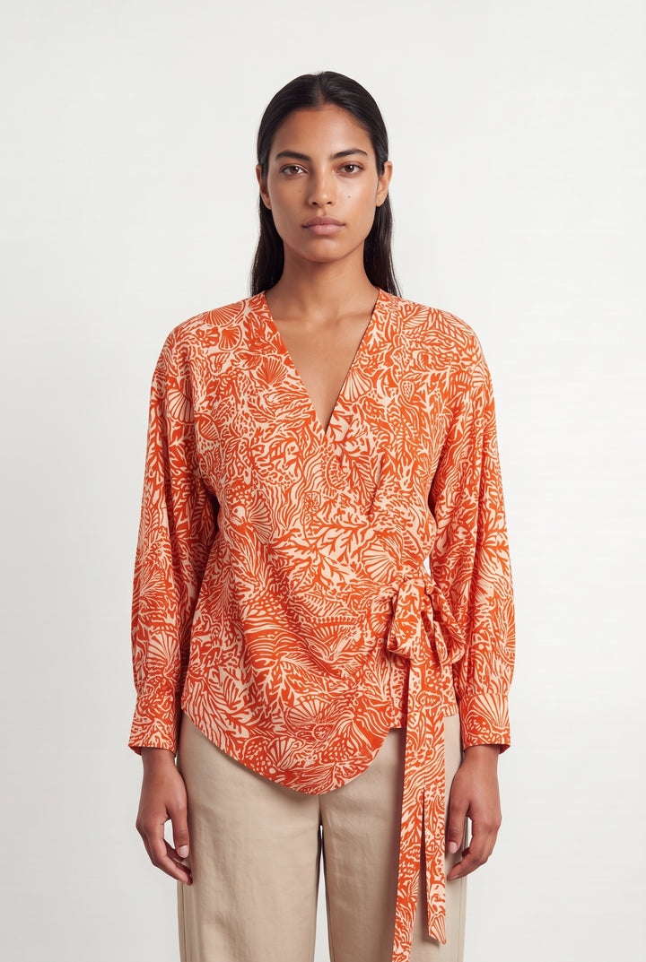 Blouse Orange et Écrue - Taille L/40 de la marque Bleu Blanc Rouge | PARAD124671 - Vendu par Paradigme - Image 1