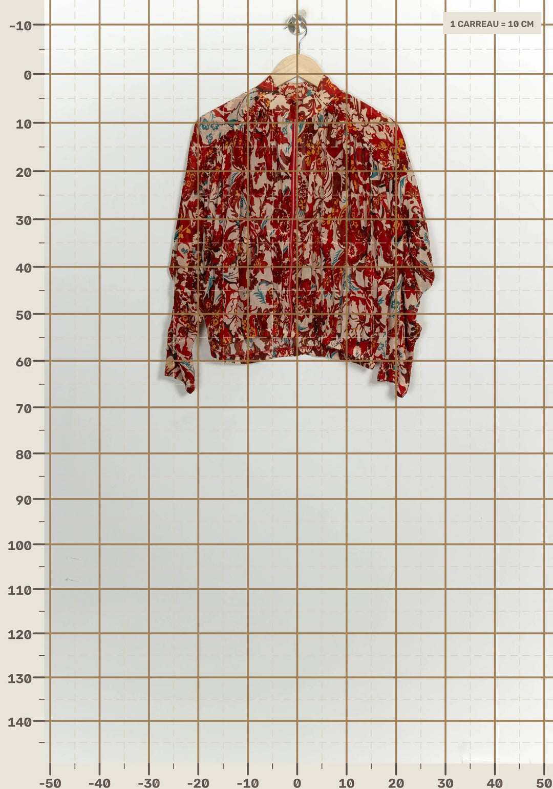 Blouse Rouge et Beige - Taille S/36 de la marque Indies | PARAD124695 - Vendu par Paradigme - Image 4