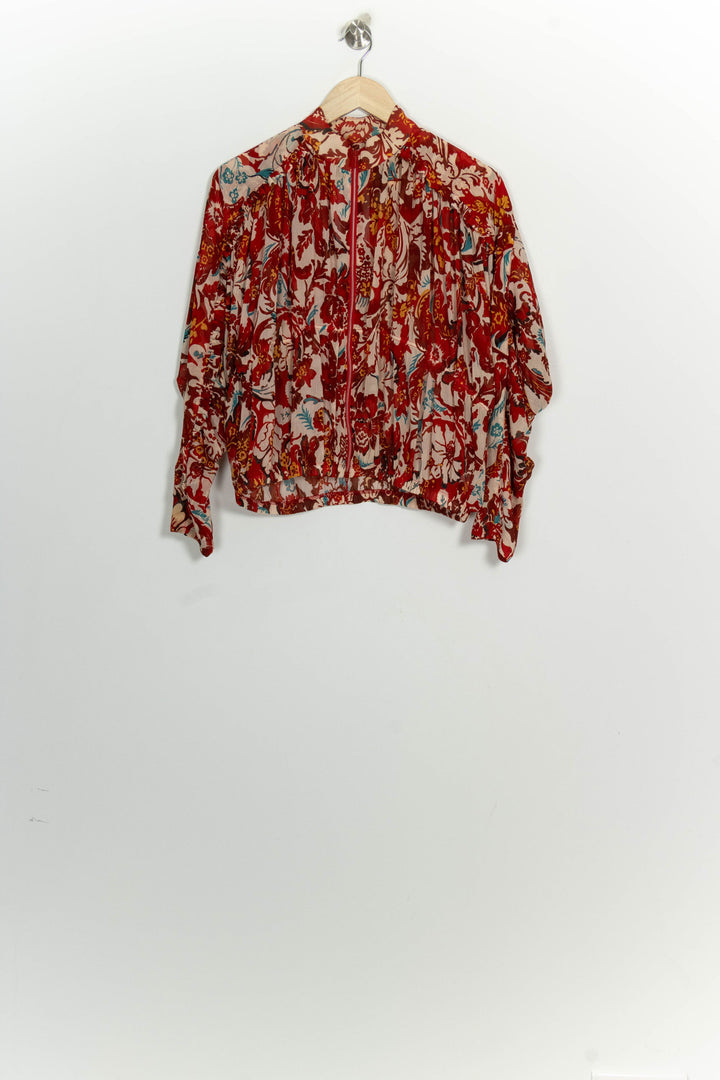 Blouse Rouge et Beige - Taille S/36 de la marque Indies | PARAD124695 - Vendu par Paradigme - Image 2