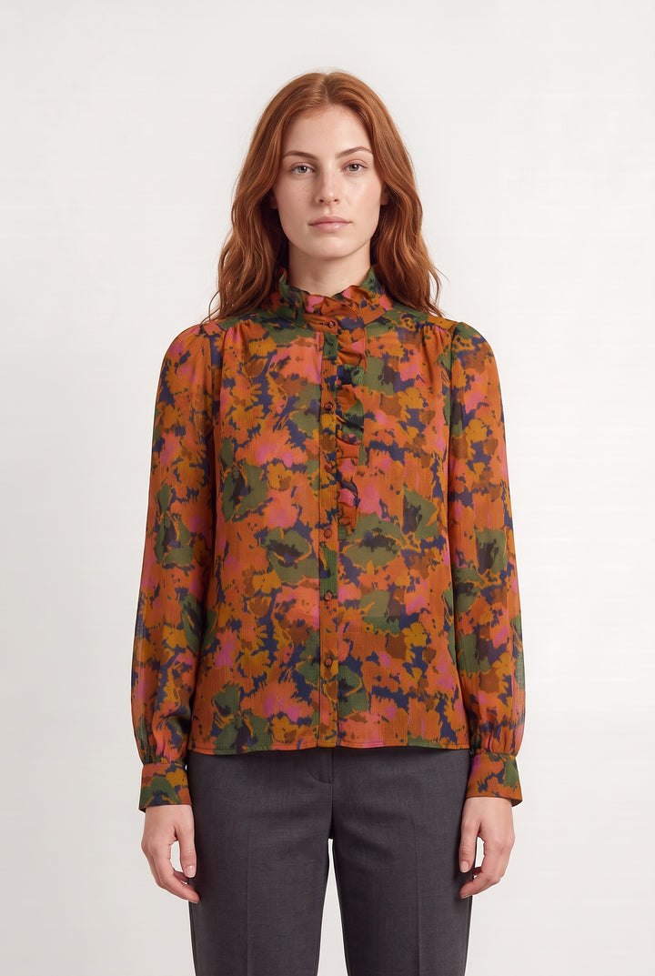 Chemise Orange et Verte - Taille S/36 de la marque Sézane | PARAD124697 - Vendu par Paradigme - Image 1