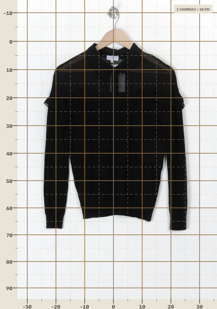 Pull À Col Chemise Noir - Taille S/36 de la marque Claudie Pierlot | PARAD124698 - Vendu par Paradigme - Image 4