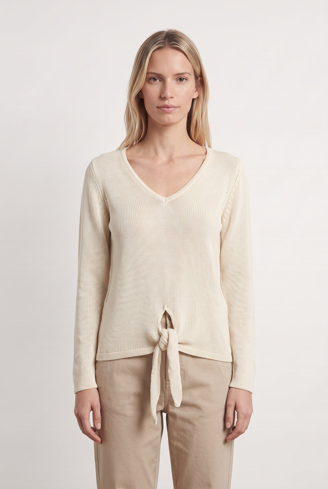 Pull À Col V Beige - Taille M/38 de la marque Rosaé Paris | PARAD124699 - Vendu par Paradigme - Image 1