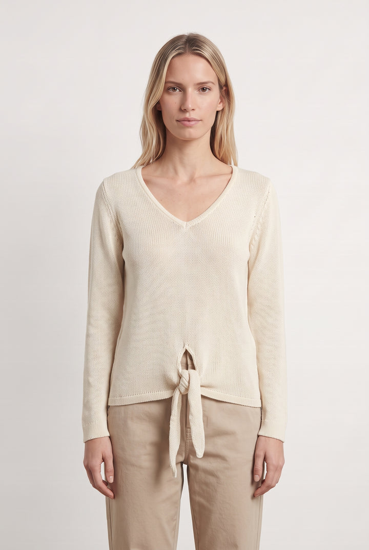 Pull À Col V Beige - Taille M/38 de la marque Rosaé Paris | PARAD124699 - Vendu par Paradigme - Image 1
