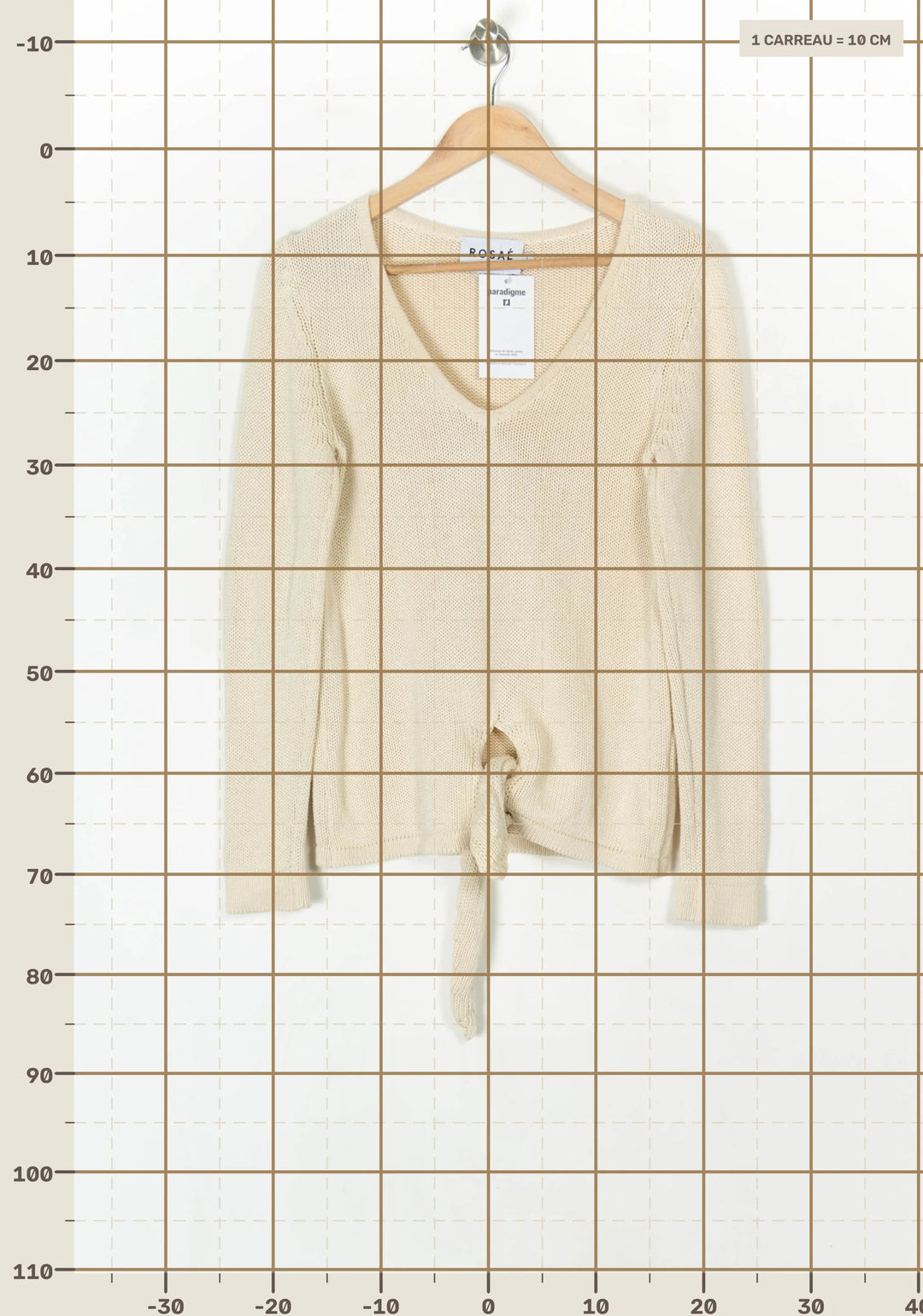 Pull À Col V Beige - Taille M/38 de la marque Rosaé Paris | PARAD124699 - Vendu par Paradigme - Image 4