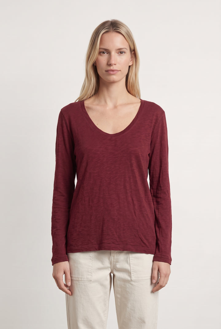 Tee-shirt manches longues Bordeaux - Taille S/36 de la marque Sandro | PARAD124707 - Vendu par Paradigme - Image 1