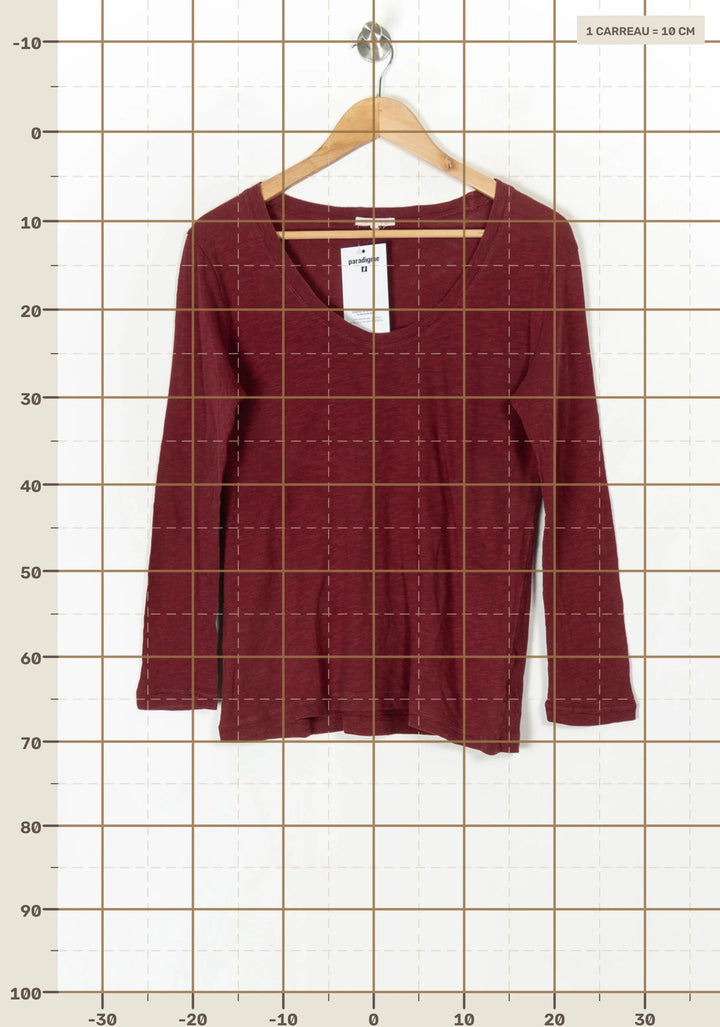 Tee-shirt manches longues Bordeaux - Taille S/36 de la marque Sandro | PARAD124707 - Vendu par Paradigme - Image 4