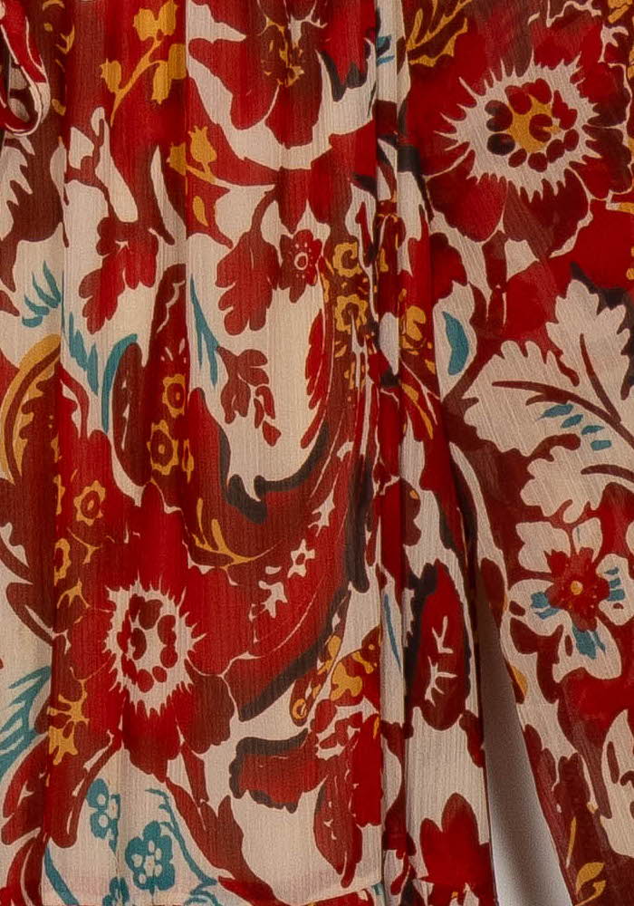 Robe Longue Rouge et Beige - Taille L/40 de la marque Indies | PARAD124710 - Vendu par Paradigme - Image 3