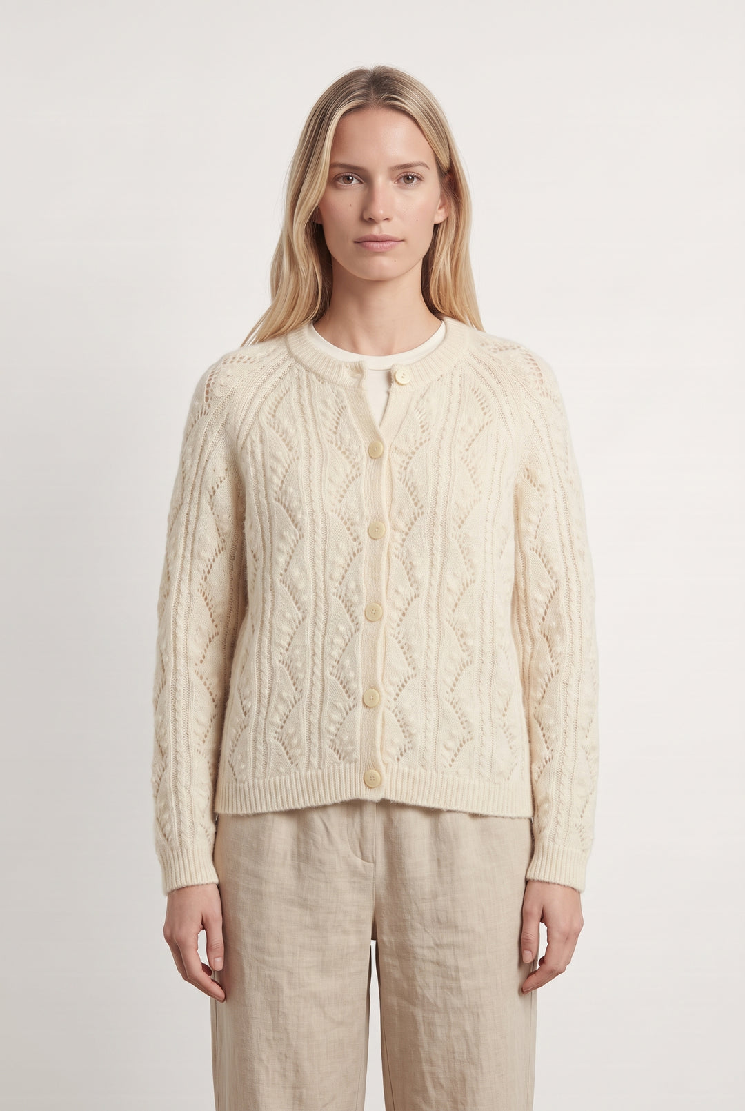 Cardigan Ajouré Beige - Taille S/36 de la marque Sézane | PARAD124768 - Vendu par Paradigme - Image 1