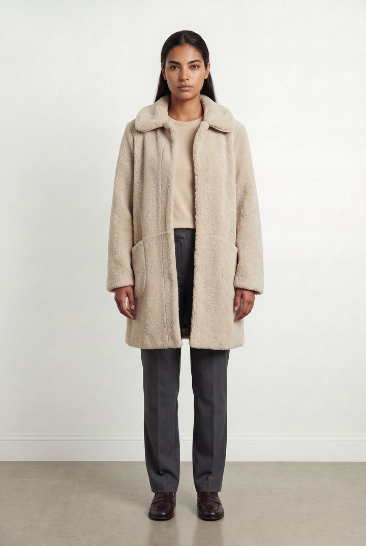 Manteau En Fourrure Synthétique Beige - Taille L/40 de la marque La Fée Maraboutée | PARAD124771 - Vendu par Paradigme - Image 1