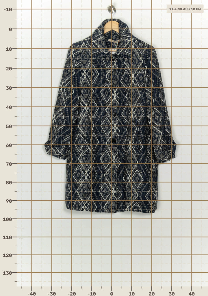 Manteau Bleu et Beige - Taille L/40 de la marque La Fée Maraboutée | PARAD124775 - Vendu par Paradigme - Image 4