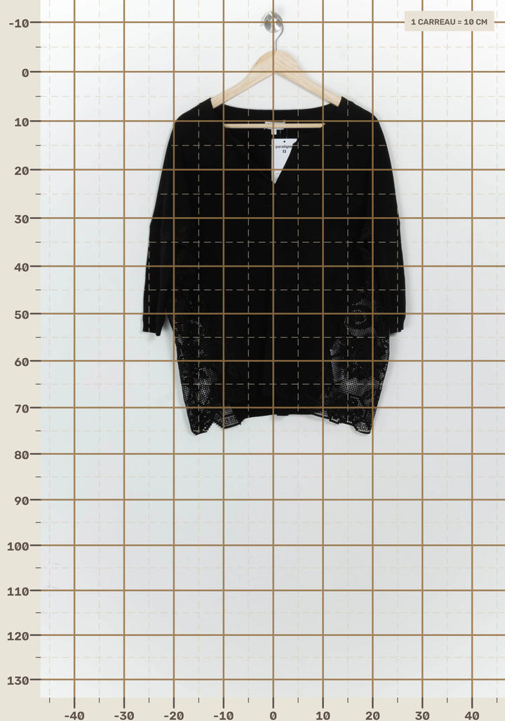 Pull À Col V Noir - Taille S/36 de la marque Claudie Pierlot | PARAD124782 - Vendu par Paradigme - Image 4