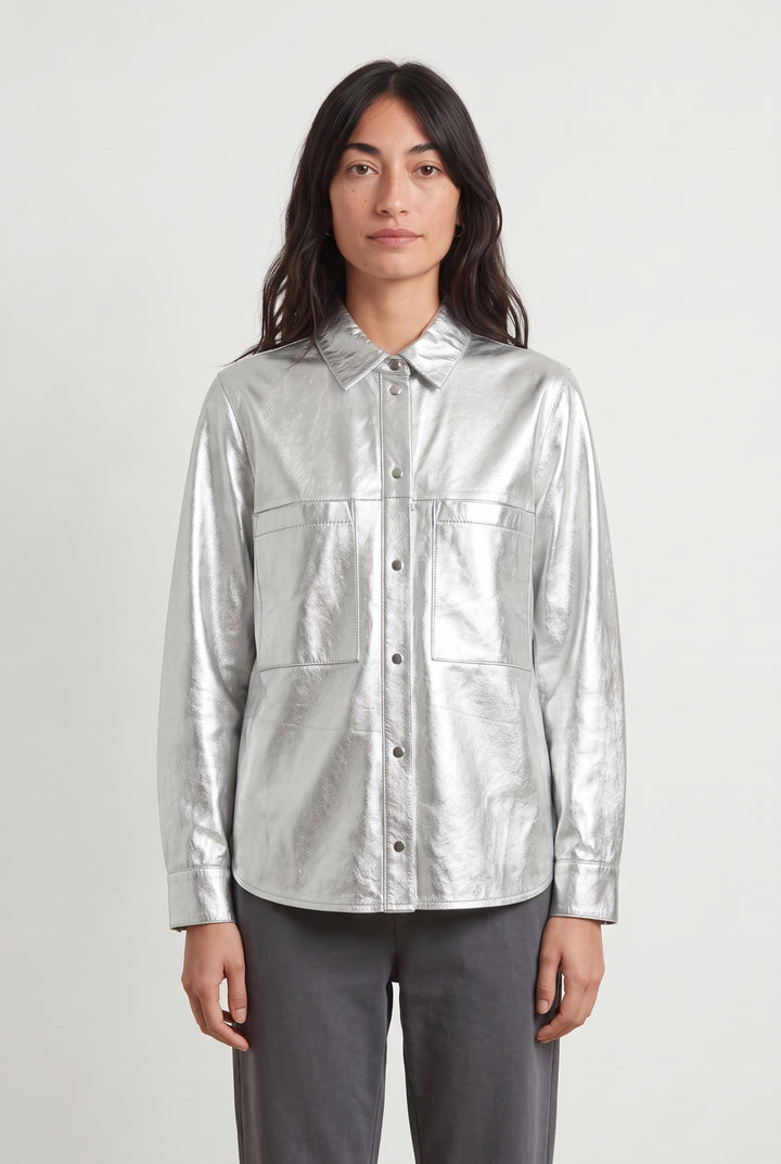 Veste en cuir argentée - Taille S/36 de la marque IRO | PARAD124803 - Vendu par Paradigme - Image 1