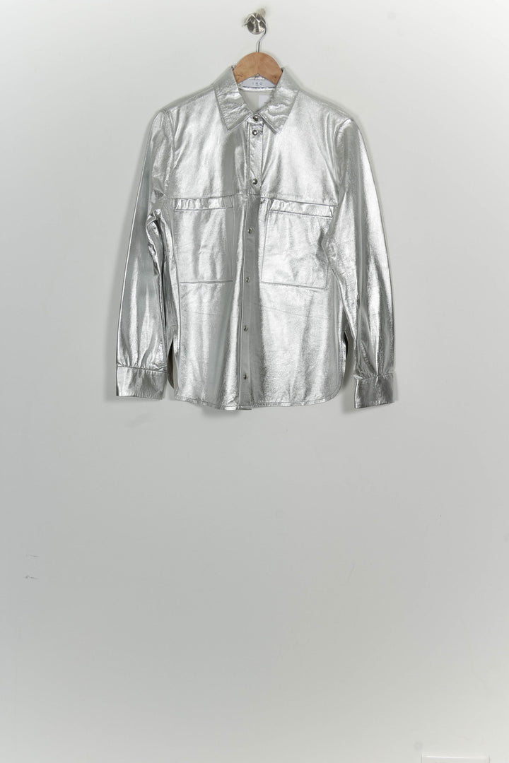 Veste en cuir argentée - Taille S/36 de la marque IRO | PARAD124803 - Vendu par Paradigme - Image 2