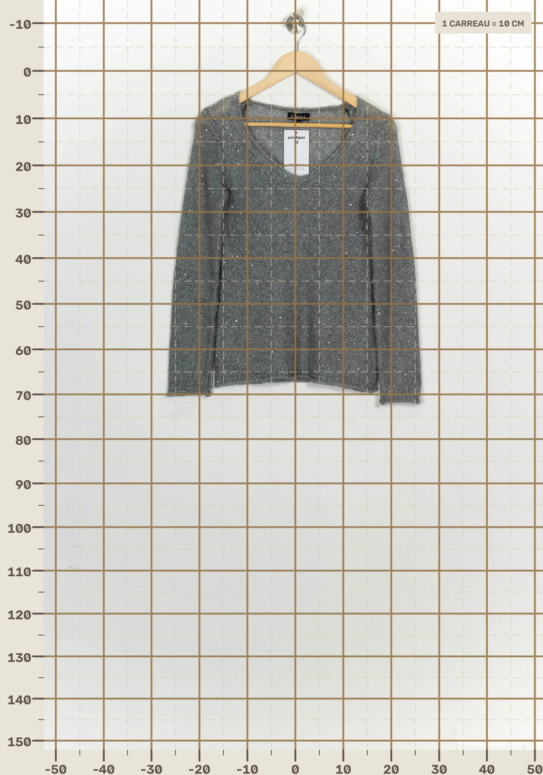 Pull À Col V Gris - Taille S/36 de la marque Caroll | PARAD124817 - Vendu par Paradigme - Image 4