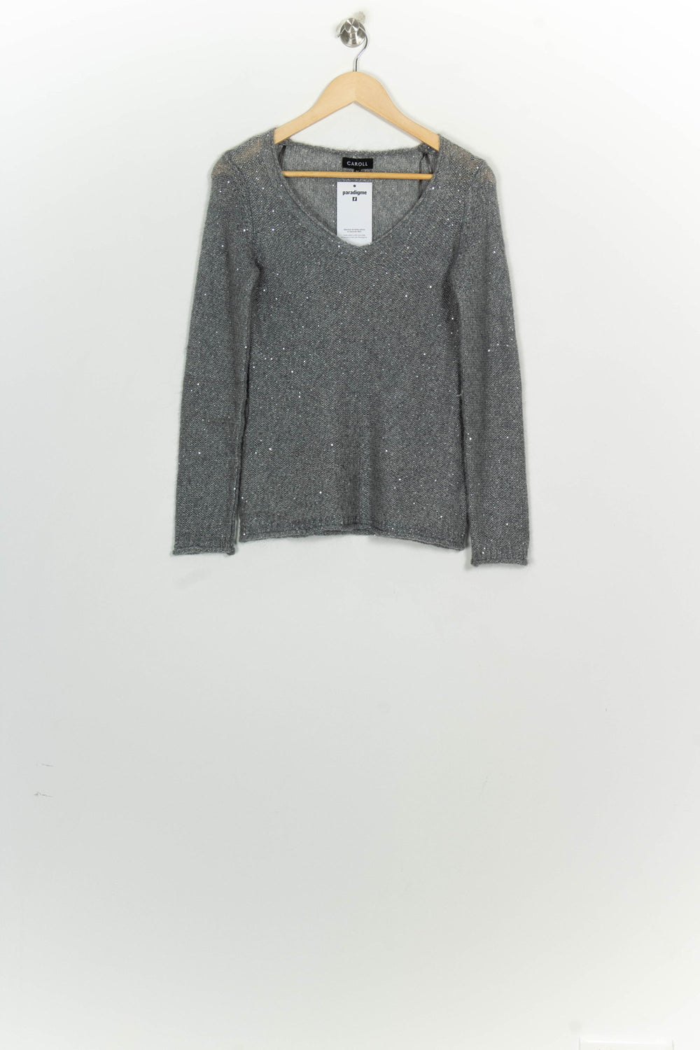 Pull À Col V Gris - Taille S/36 de la marque Caroll | PARAD124817 - Vendu par Paradigme - Image 2