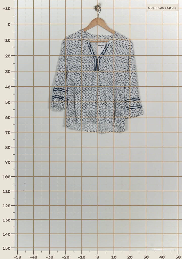 Blouse Blanche et Bleue - Taille L/40 de la marque Maison 123 | PARAD124820 - Vendu par Paradigme - Image 4
