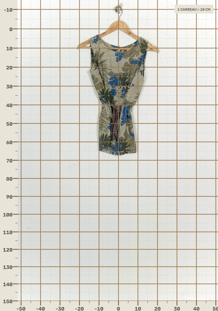 Blouse Sans Manches Beige et Bleue - Taille XS/34 de la marque La Fée Maraboutée | PARAD124822 - Vendu par Paradigme - Image 4
