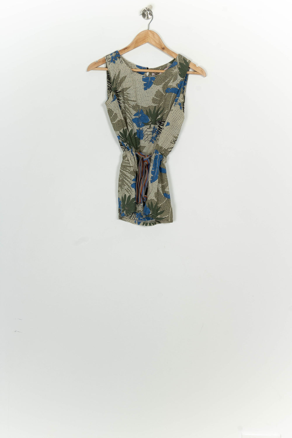 Blouse Sans Manches Beige et Bleue - Taille XS/34 de la marque La Fée Maraboutée | PARAD124822 - Vendu par Paradigme - Image 2