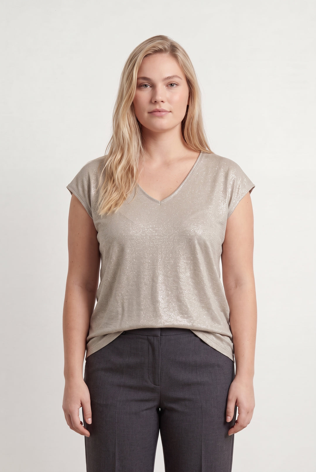 Top à manches courtes doré - Taille XL/42 de la marque Maison 123 | PARAD124833 - Vendu par Paradigme - Image 1