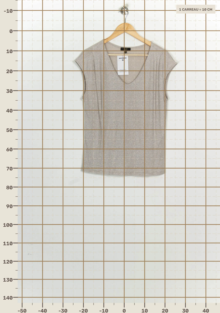 Top à manches courtes doré - Taille XL/42 de la marque Maison 123 | PARAD124833 - Vendu par Paradigme - Image 4