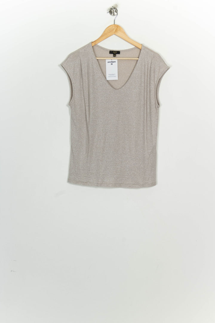 Top à manches courtes doré - Taille XL/42 de la marque Maison 123 | PARAD124833 - Vendu par Paradigme - Image 2