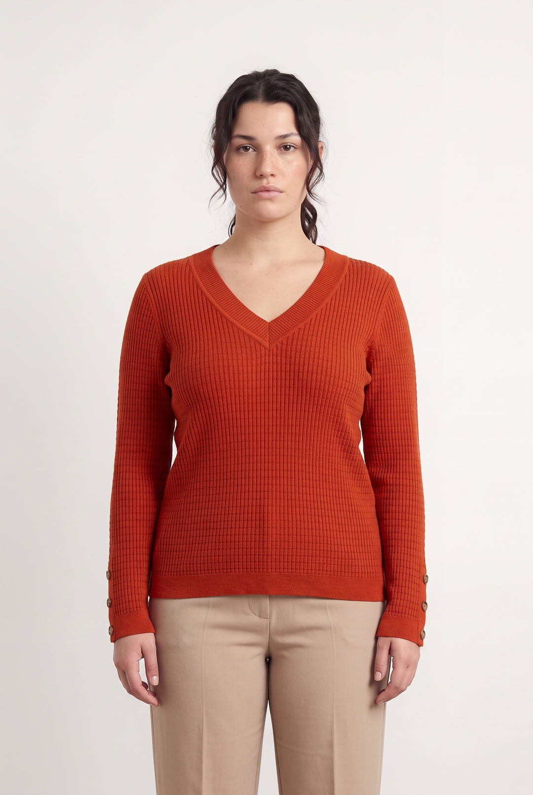 Pull à col V Orange - Taille XXXL/46 de la marque Maison 123 | PARAD124837 - Vendu par Paradigme - Image 1