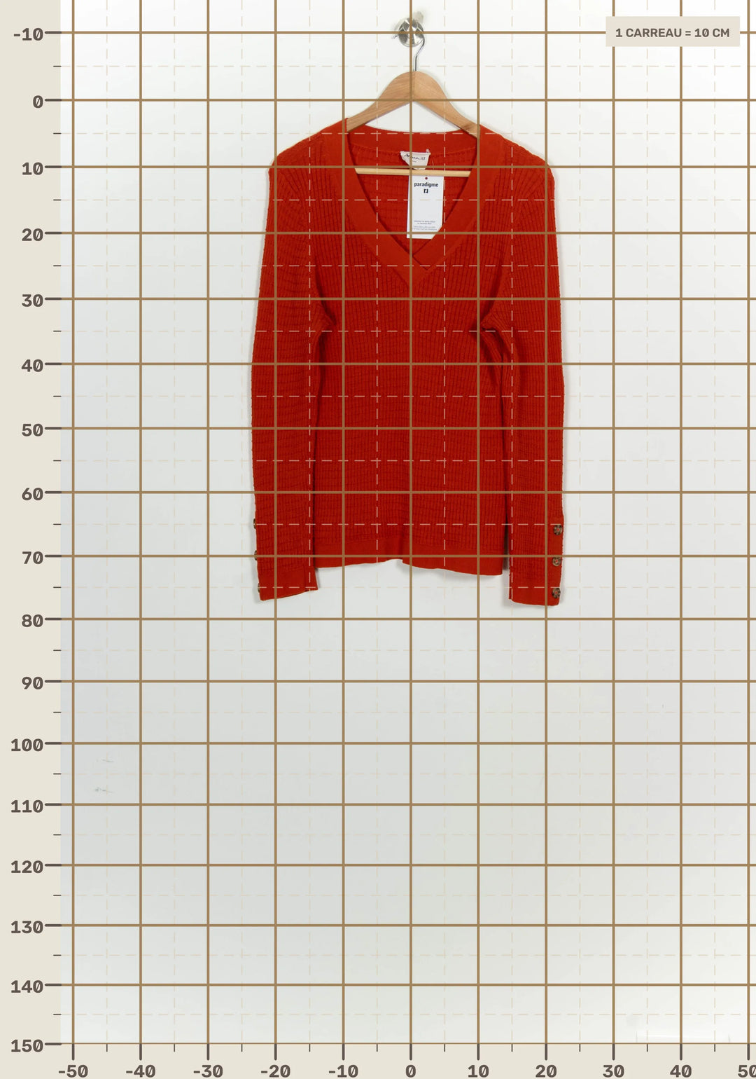 Pull à col V Orange - Taille XXXL/46 de la marque Maison 123 | PARAD124837 - Vendu par Paradigme - Image 4