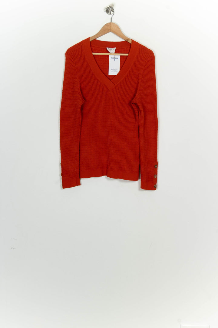Pull à col V Orange - Taille XXXL/46 de la marque Maison 123 | PARAD124837 - Vendu par Paradigme - Image 2