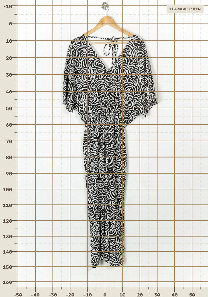 Robe Longue Noire et Blanche - Taille L/40 de la marque La Fée Maraboutée | PARAD124864 - Vendu par Paradigme - Image 4