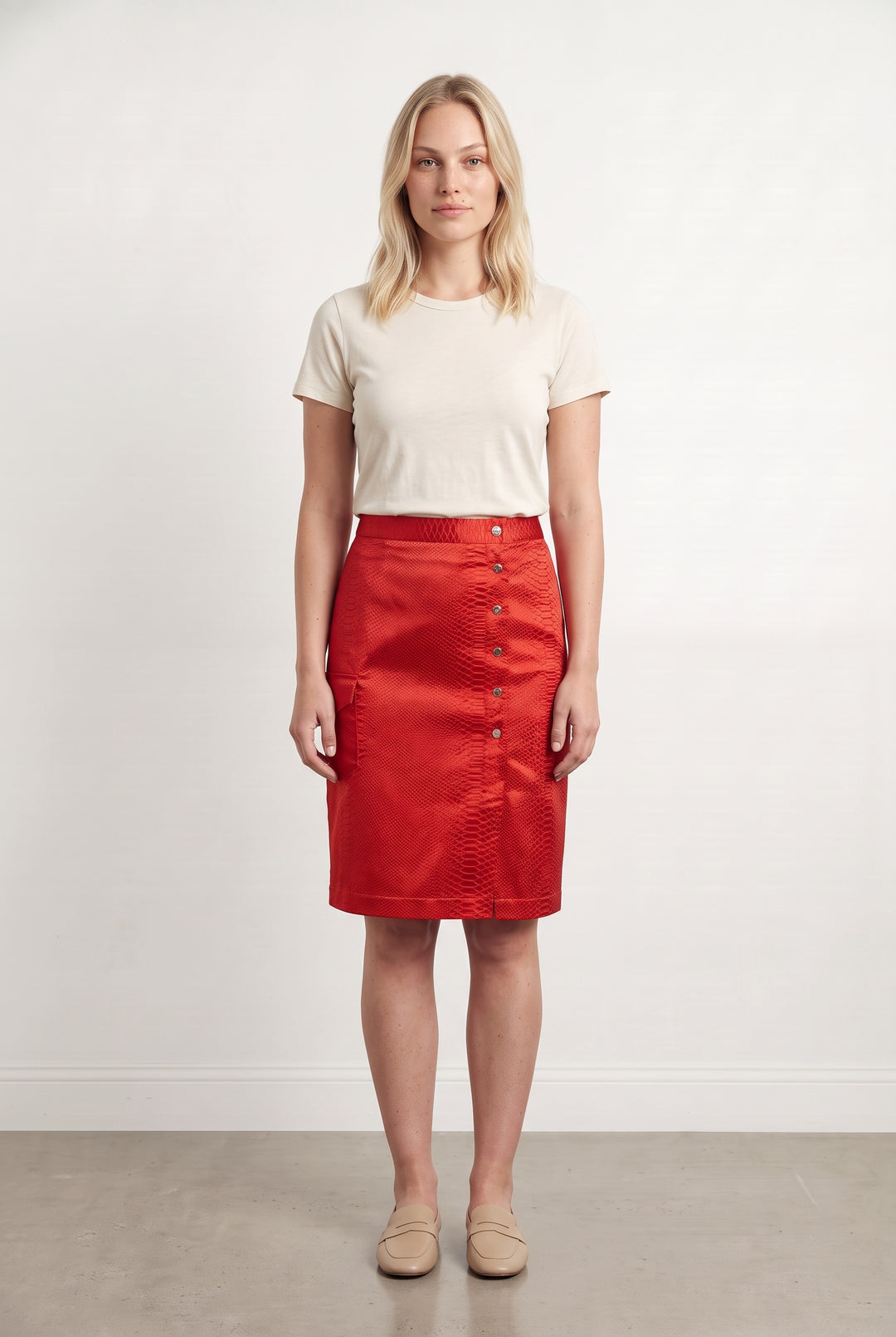 Jupe Midi Rouge - Taille L/40 de la marque Valentine Gauthier | PARAD124872 - Vendu par Paradigme - Image 1