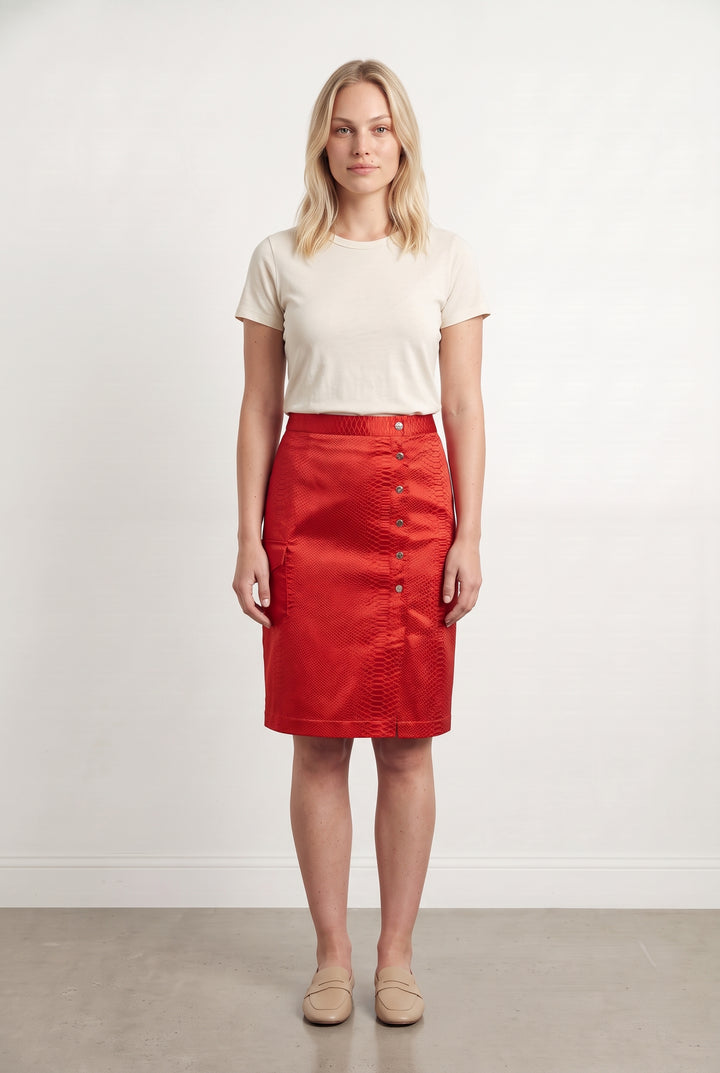Jupe Midi Rouge - Taille L/40 de la marque Valentine Gauthier | PARAD124872 - Vendu par Paradigme - Image 1